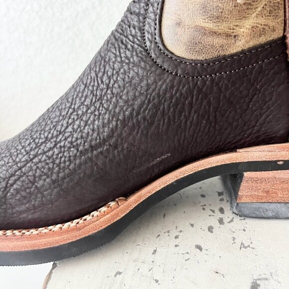 NEW Rod Patrick Mens Cowboy Boots 8B Dark Brown Shark Leather Western Square Toe - Picture 9 of 14